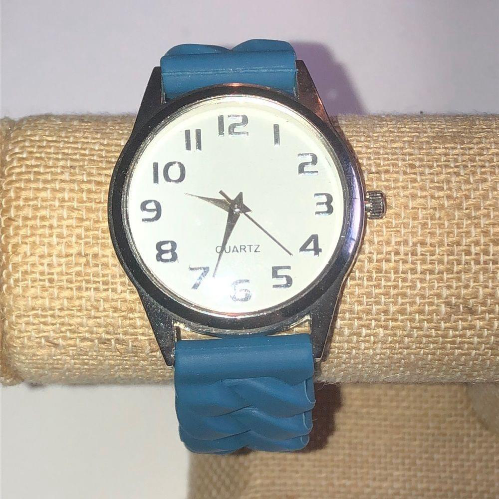 Boho Classic Watch Blue Stretchy Silicone Chain Band NEW BATTERY